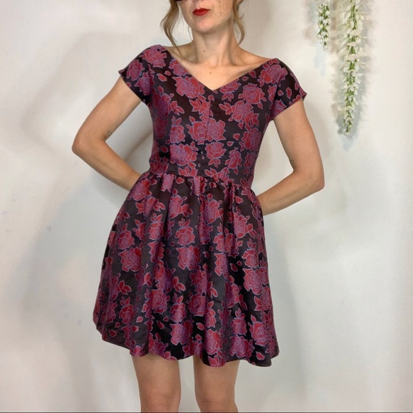 TRUE DECADENCE brocade fit & flare dress Regencycore 1854 - Picture 5 of 10